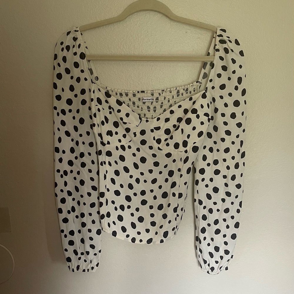 Size 6 Reformation long sleeve black and white top- side zipper